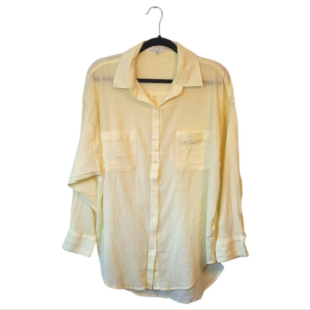 Z Supply Women's Butter Yellow Gauzy Cotton Button Down Shirt Size XS/S